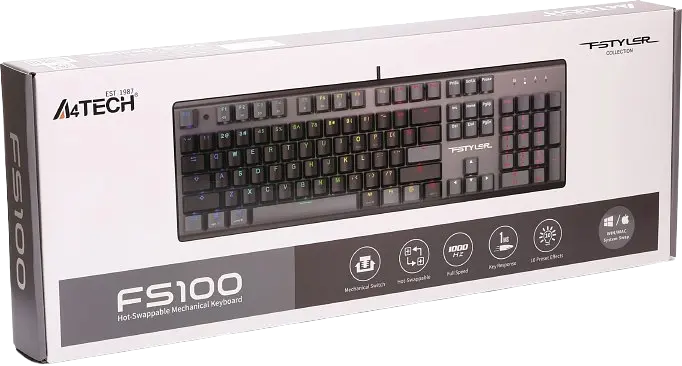 Клавіатура A4Tech Fstyler FS100 RGB Stone Black - фото 2