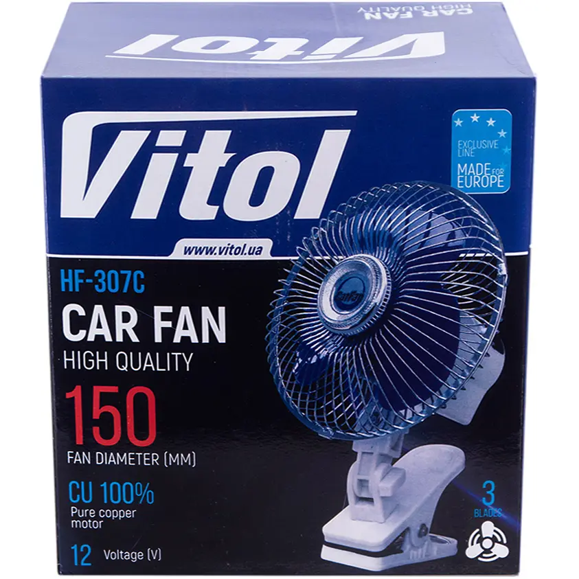 Вентилятор автомобільний Vitol на кліпсі 6" ВН.12.607С, 12 В (HF-307C) - фото 2