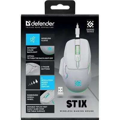 Комп'ютерна мишка Defender Stix GM-009 LED Wireless White (52009) - фото 6