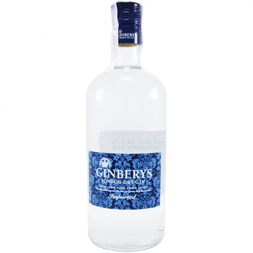 Упаковка джина Ginbery's London Dry Gin 37.5% 6 л (1 л х 6 шт.) - фото 2