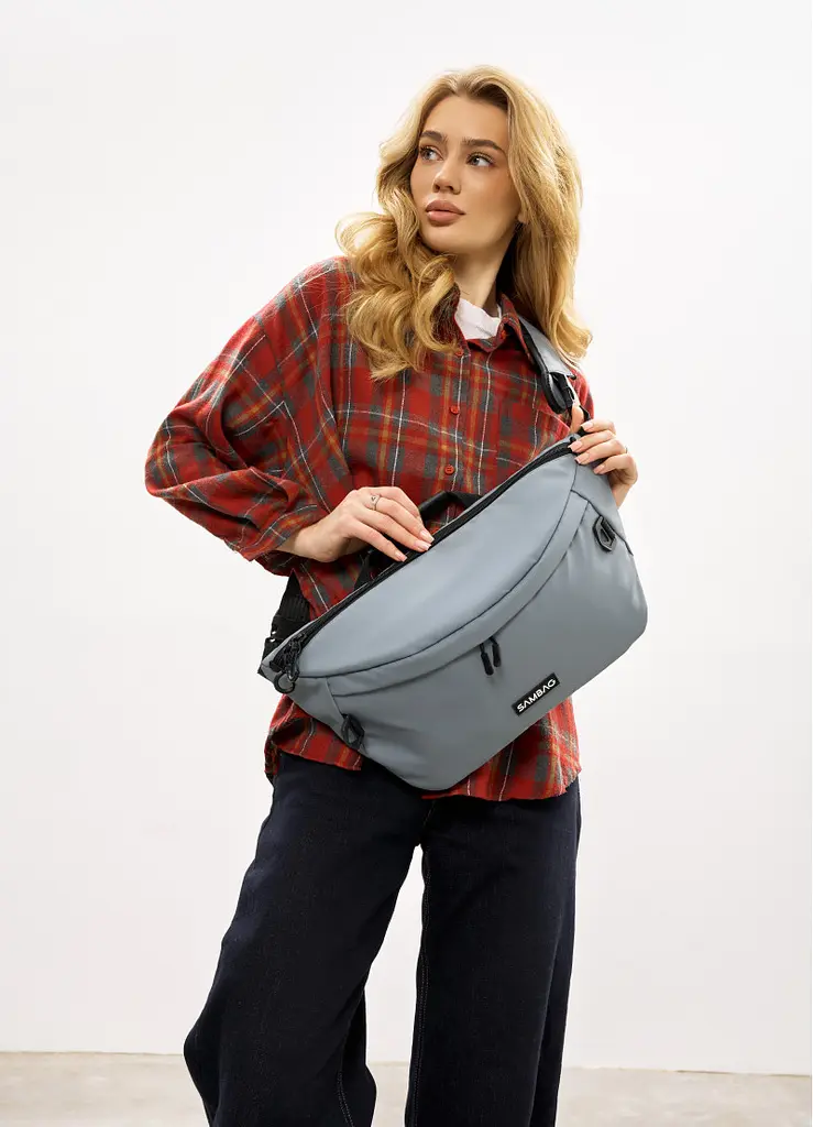 Жіноча cумка-бананка під ноутбук Sambag Urban Laptop блакитна 46 × 26 см (51411010) - фото 5