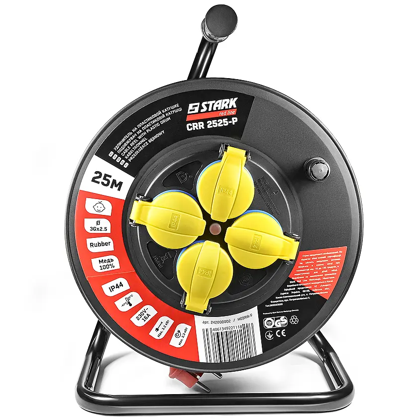 Подовжувач Stark CRR-2525-P гумовий кабель на пластиковій катушці H05RR-F 3Gx2.5 X 25 м (242000002) - фото 2