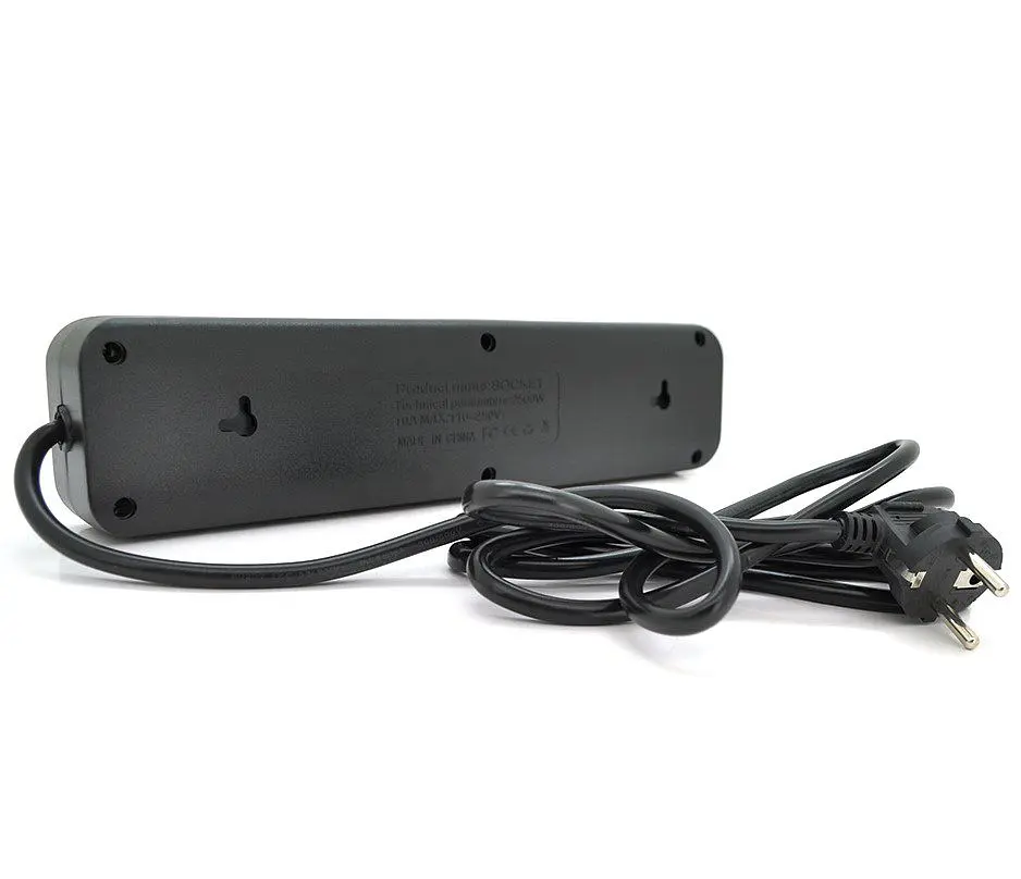 Мережевий фільтр подовжувач Voltronic F-24, 4 розетки EU, 2 м, 3х0,75 мм, 2500 W, Black - фото 2