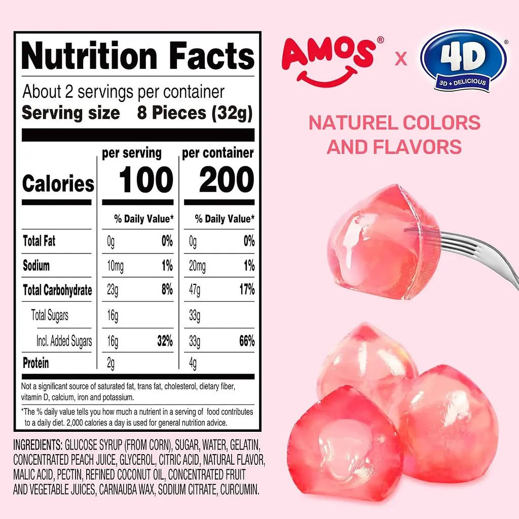 Желейні цукерки Amos 4D Fruit Gummy Peach Burst 65г - фото 5