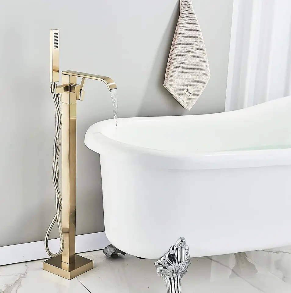 Змішувач для ванни Rea Carat підлоговий brushed gold REA-B6522, Золотий - фото 5