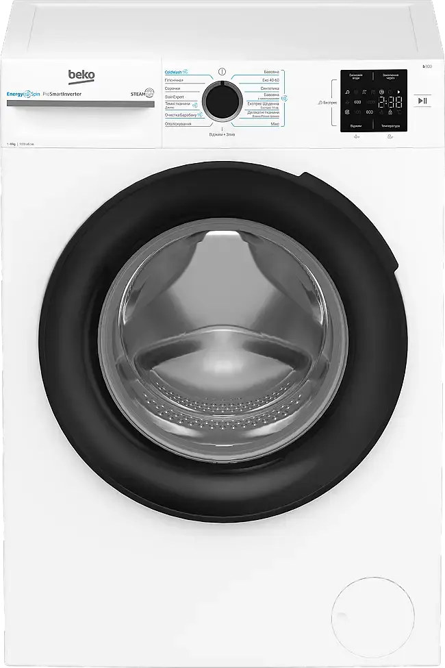 Beko Пральна машина фронтальна, 8кг, 1000, A, 55см, дисплей, інвертор, пара, білий - фото 5