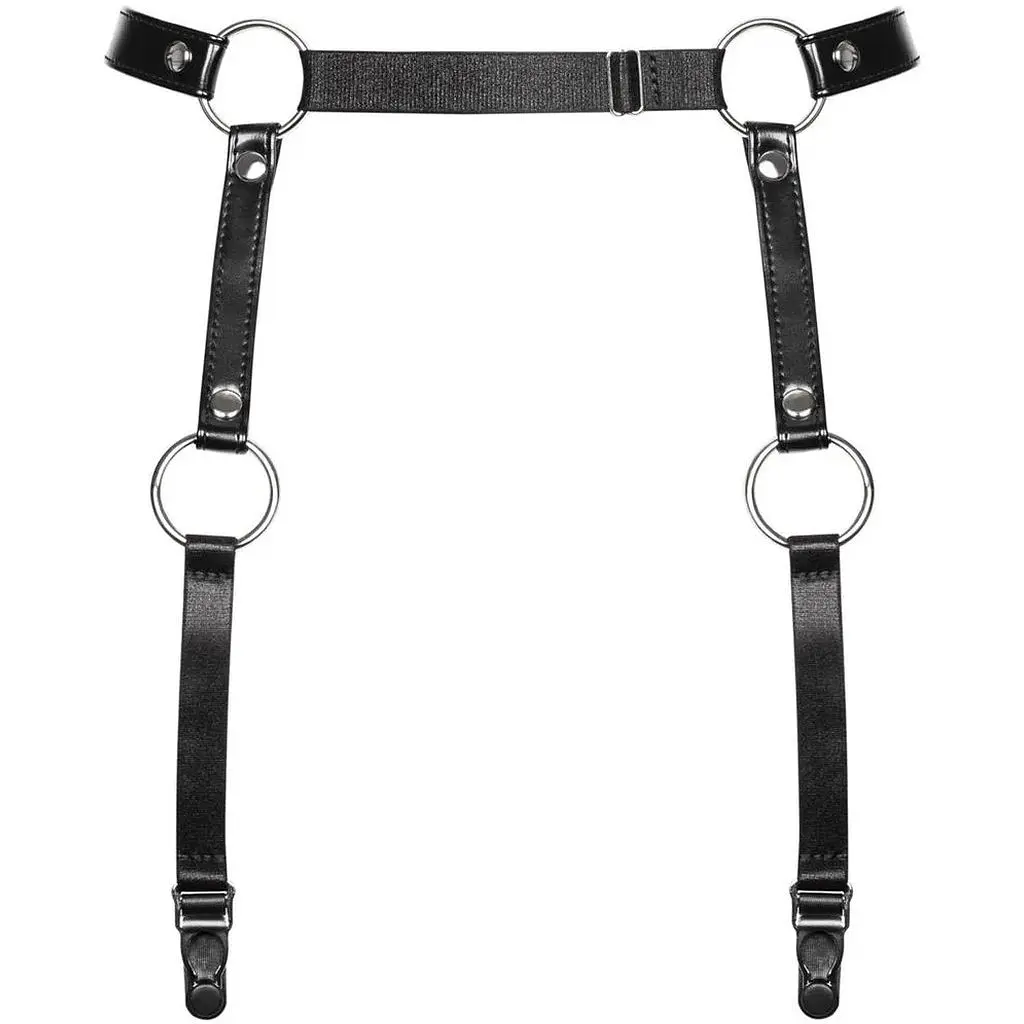 Гартеры Obsessive A741 garter belt black, искусственная кожа - фото 1