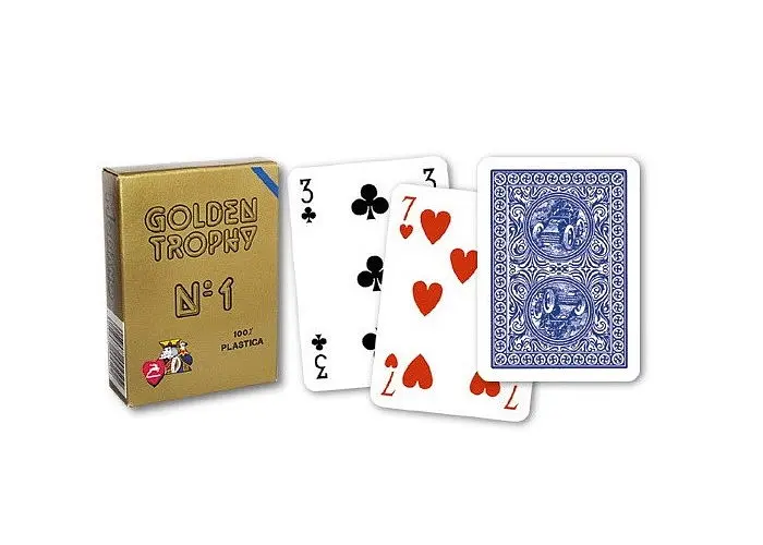 Карти гральні Modiano Golden Trophy 100% Plastic (blue) (00450) - фото 3