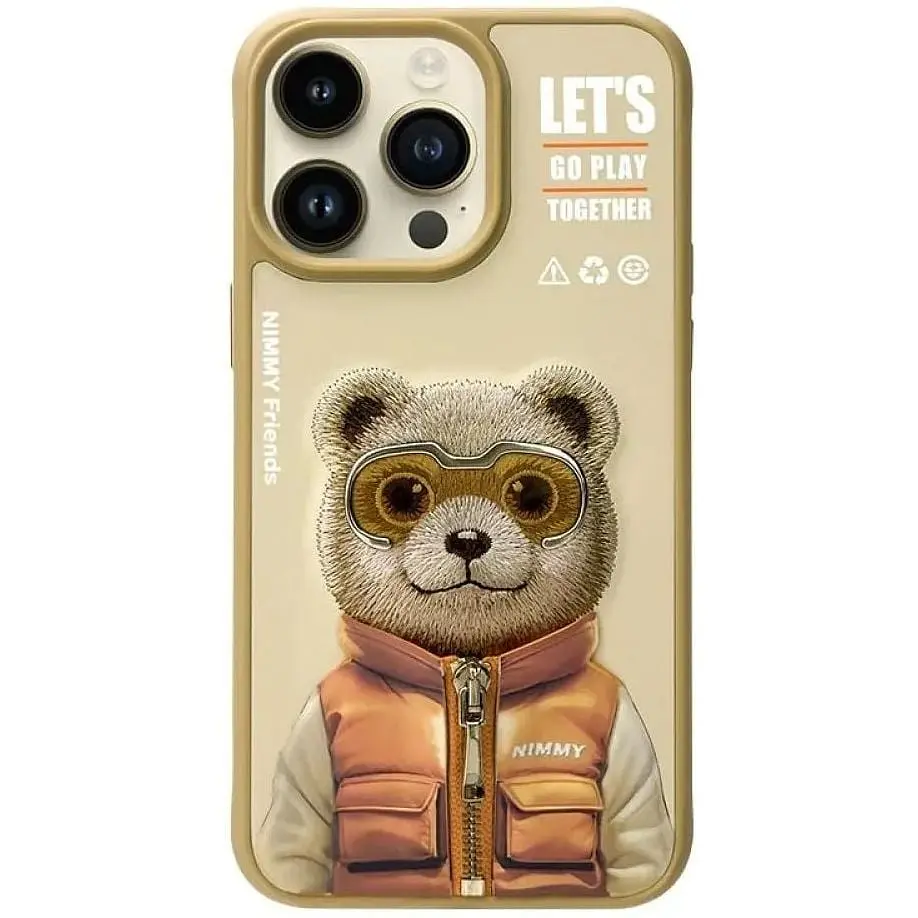 Чохол Nimmy 3D Matal Buttons Apple iPhone 15 Pro Bear Khaki