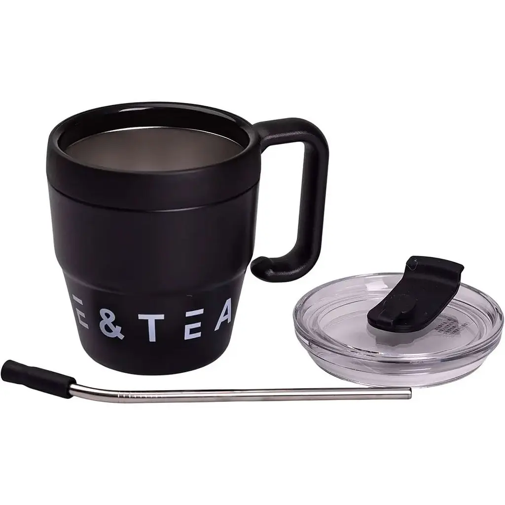 Термокружка Coffee & Tea 480 мл с трубочкой и двойным открыванием, черный Yiwu HP-14-23B - фото 5