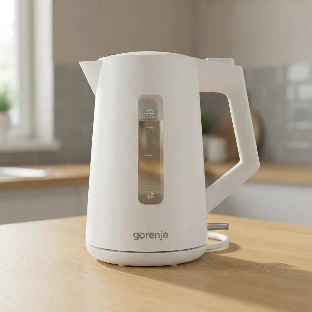 Електрочайник мережевий 1.7 л з фільтром від накипу Gorenje K17OPW мережевий дисковий чайник для дому з контролером Strix 2200 Вт Білий матовий - фото 6