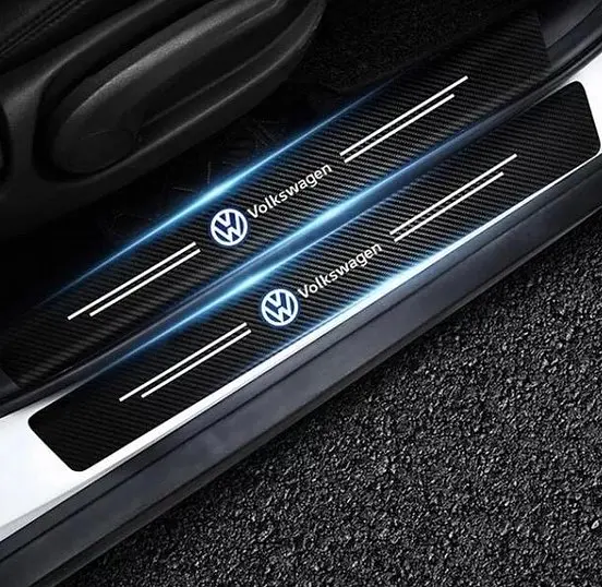 Захисна плівка накладка на пороги для Volkswagen Чорний Карбон 4 шт - фото 6