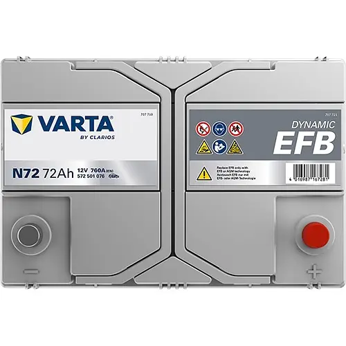 Акумулятор Varta Dynamic EFB 12В 72Аг 760А (EN) R+ (572501076) - фото 4