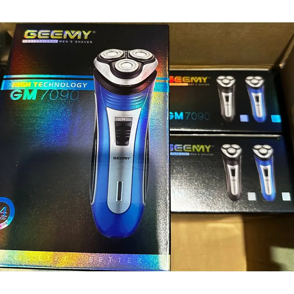 Мужская электробритва для бороды Geemy 7090 роторная аккумуляторная электро бритва Черная - фото 10