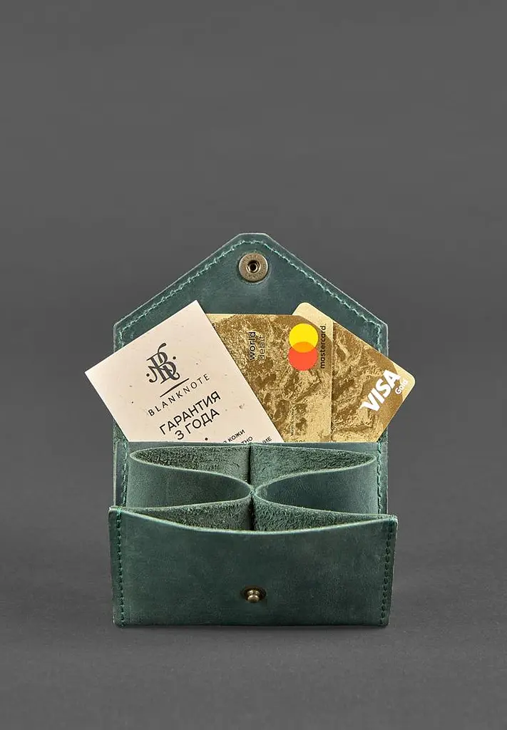 Шкіряний кард-кейс 3.0 зелений з мандалою - фото 3