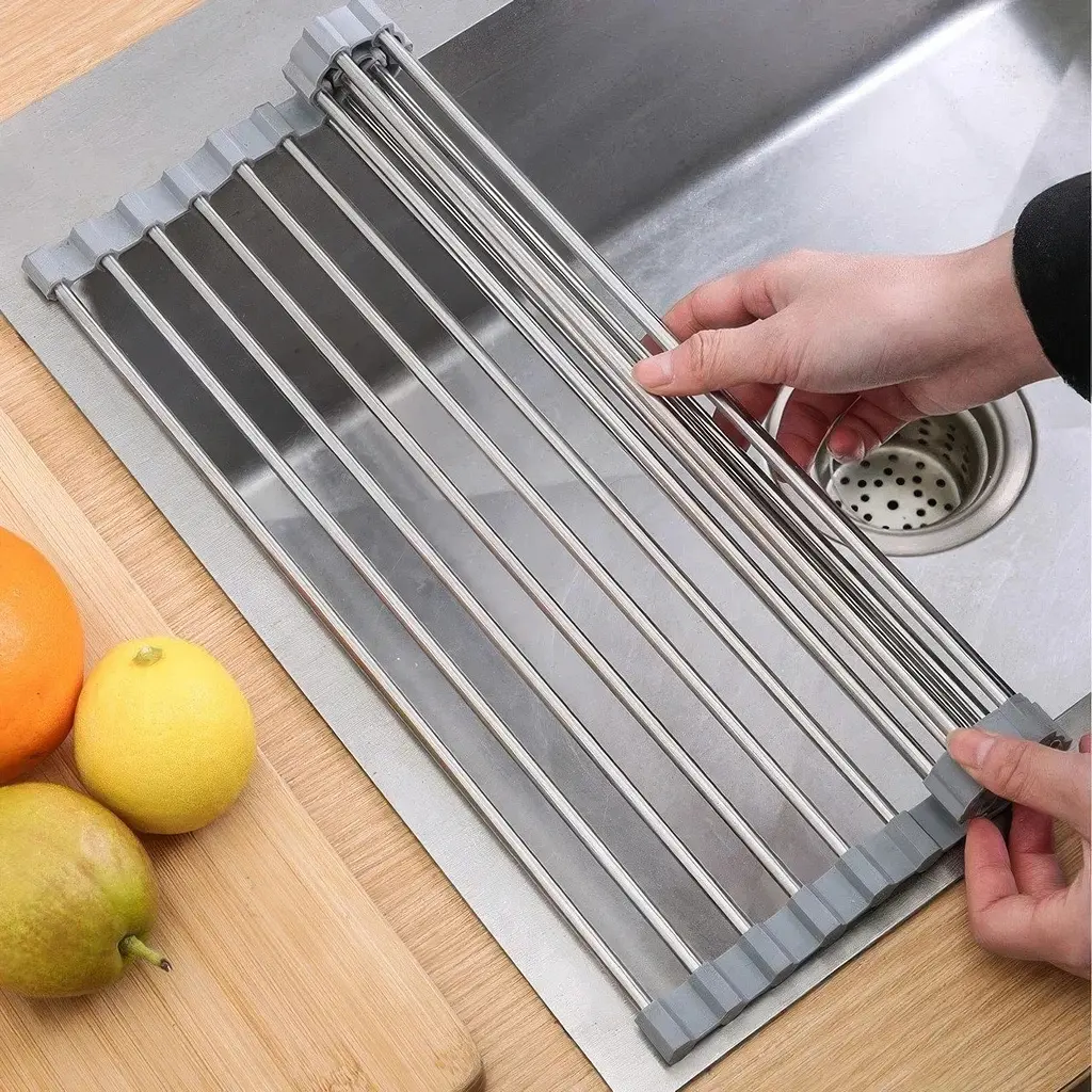 Решітка для сушіння посуду на мийку сіра 23*37 см Kitchen Drainboard