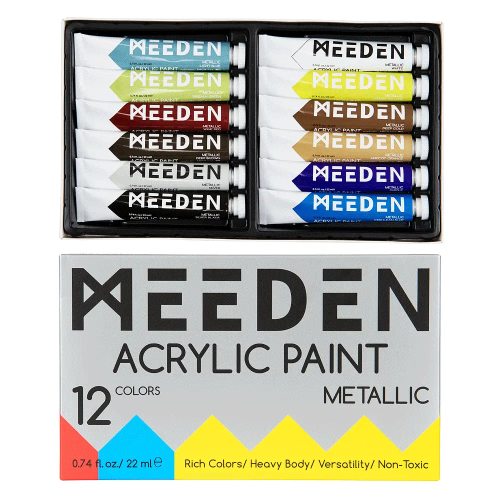 Набор акриловых красок MEEDEN Metallic 12x22 мл - фото 2