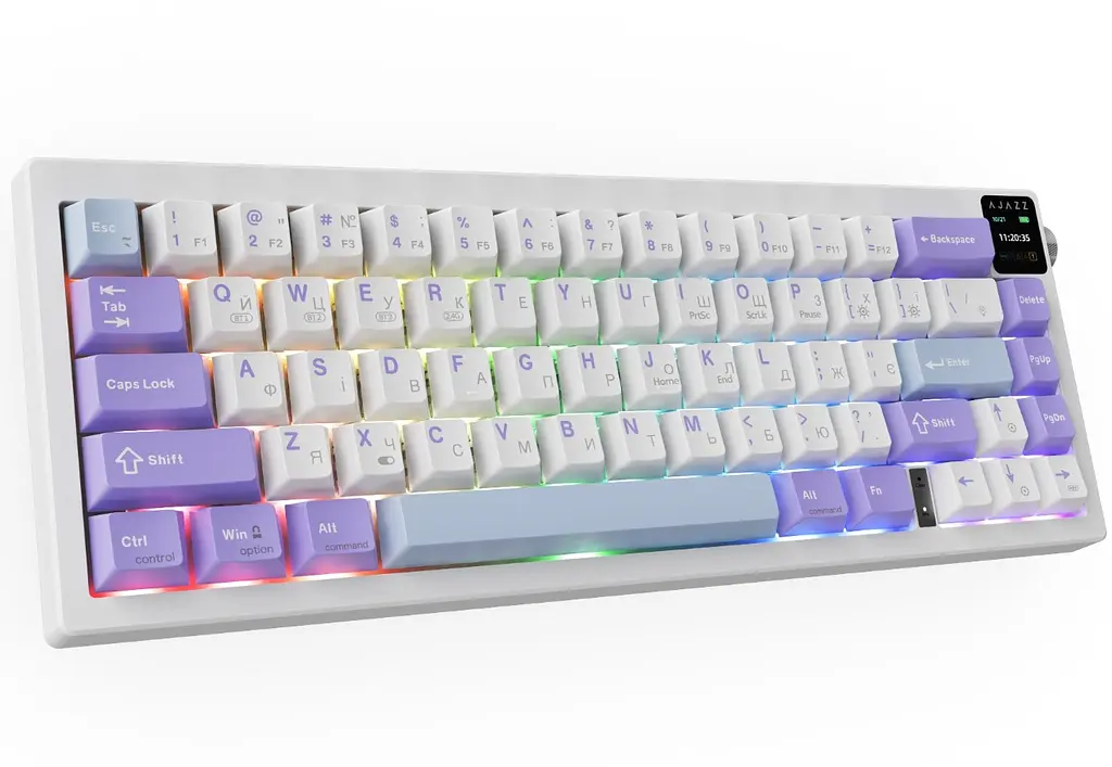 Клавіатура ігрова механічна бездротова Ajazz AK-650WP White-Purple RGB Flying Fish Switch Hot-Swap - фото 5