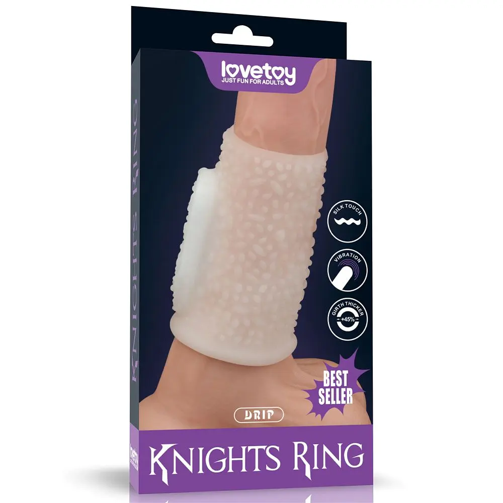 Вібронасадка на член Lovetoy Vibrating Drip Knights Ring, 10 см (білий) - фото 5