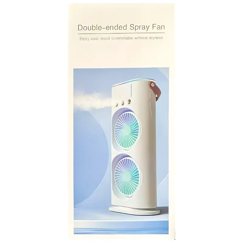 Настільний вентилятор F12 Spray Dual-Fan 2in1 з водяним охолодженням 1800mAh White - фото 5
