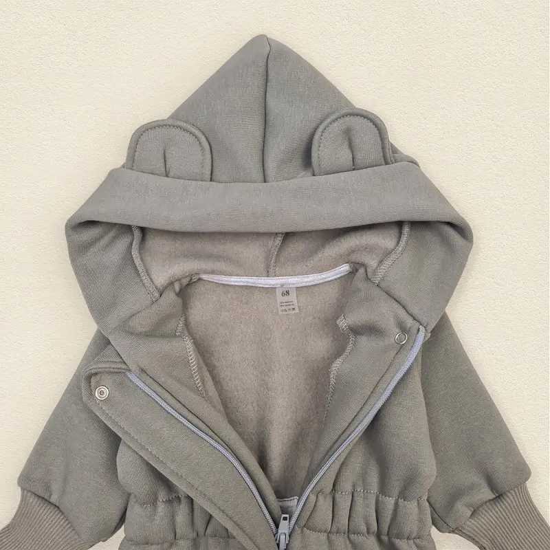 Ромпер-комбінезон тринитка з шапочкою Gray olive зріст 86 см (12 – 18 місяців) Malena Сірий - фото 3