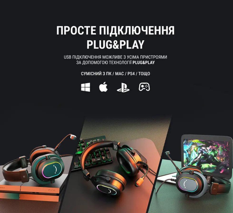 Игровые наушники с микрофоном Fifine H-6B RGB USB 7.1 Black - фото 8