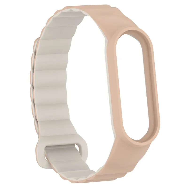 Ремінець Dual-color Magnetic для Xiaomi Mi Band 7/6/5/4/3 Beige / White - фото 3