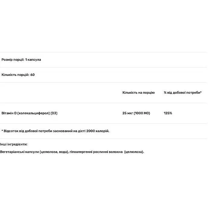 Витамин D3 Pure Encapsulations 1000 МЕ 60 капсул - фото 3