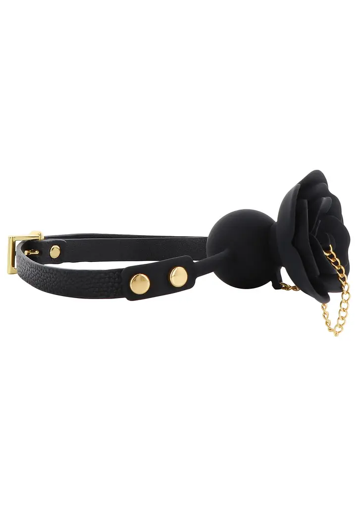 Кляп Taboom Rose Ball Gag with Plug, 4.2 см (чорний) - фото 4