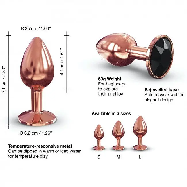 Маленька металева анальна пробка із кристалом Dorcel Diamond Plug S, 7.1х2.7 см, чорний - фото 4
