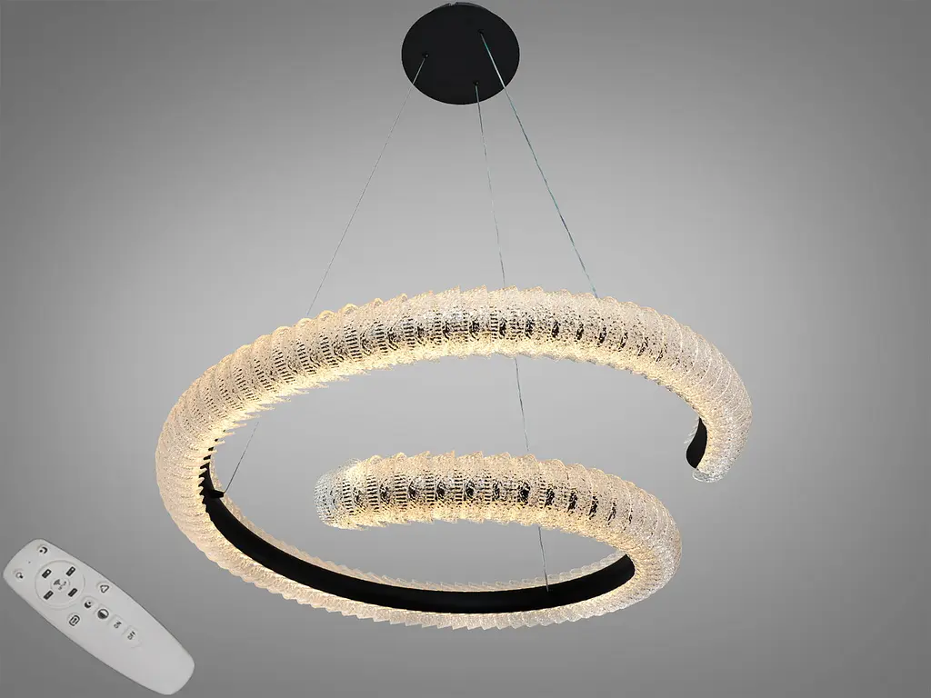 Сучасна підвісна LED люстра Diasha MD2509/800BK чорна кільцева 80 см з пультом - фото 2