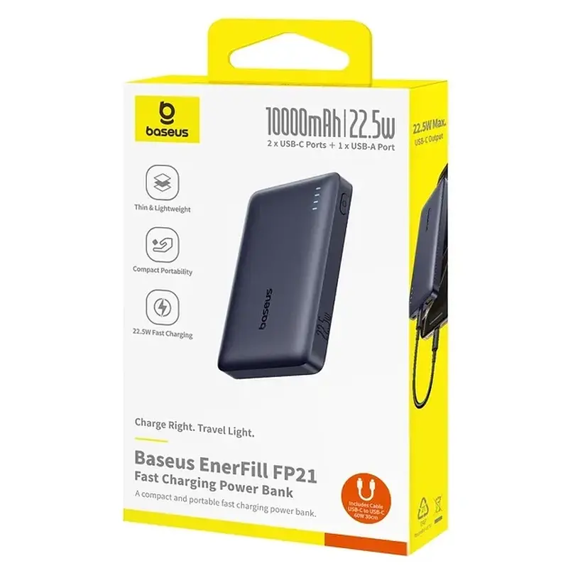 Батарея Baseus EnerFill FP21 22.5W 10000mAh Black (P1008210D123-00) - фото 6