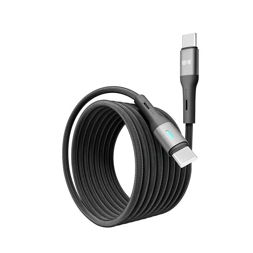 Кабель для заряджання та обміну даними Yoki YK-LE17 LED Series Type-C to Type-C 60W 3A/20V 2 m Black - фото 5