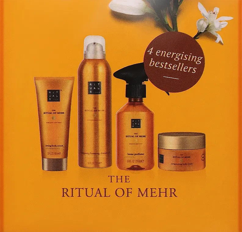 Подарочный набор Rituals The Mehr Medium Gift Set: аромат для дома Home Perfume 250 мл + гель-пена для душа Foaming Shower Gel 200 мл + скраб для тела Body Scrub 125 г + крем для тела Body Cream 100 мл - фото 2