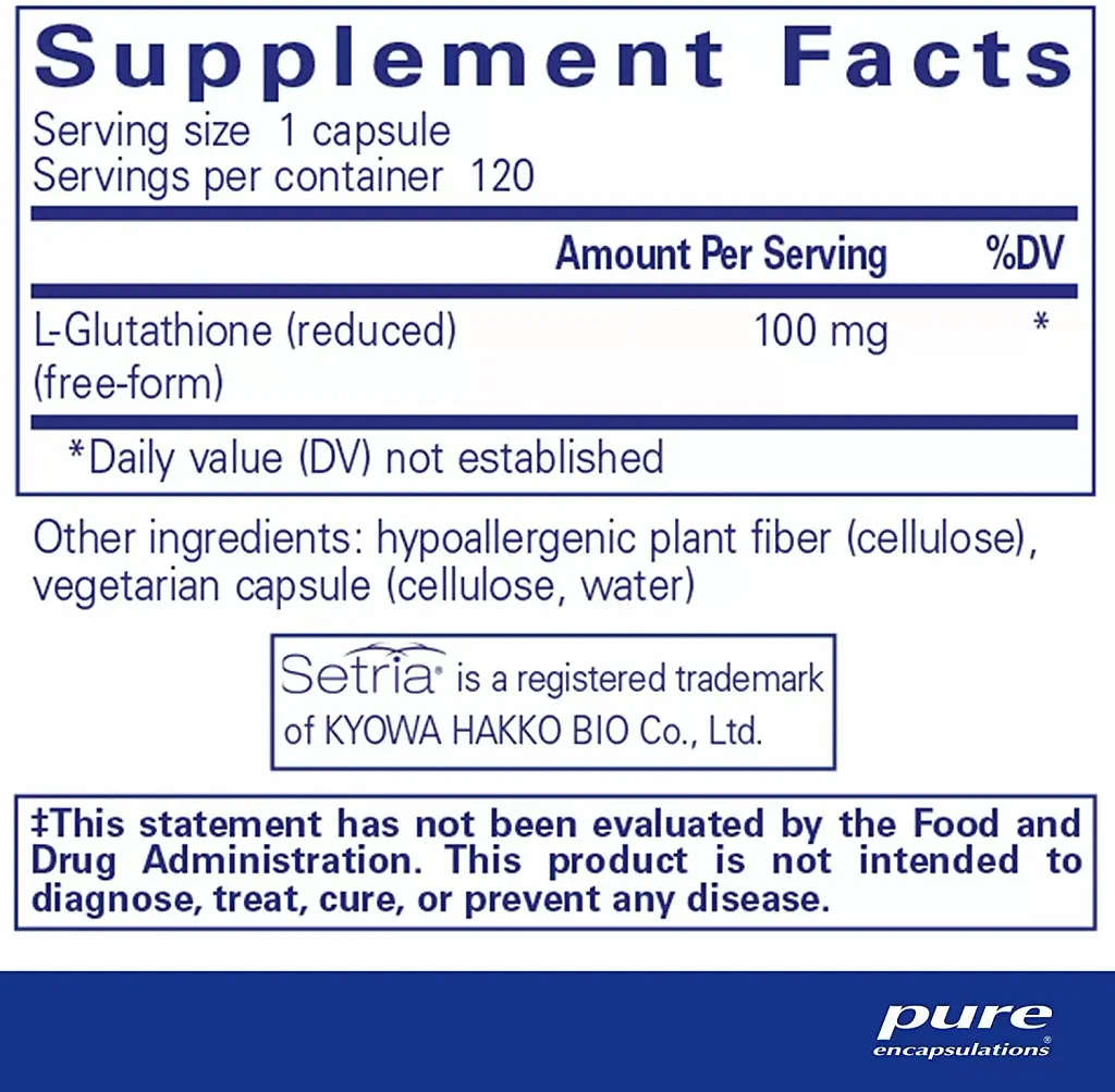 Знижений Глутатіон Pure Encapsulations Reduced Glutathione 120 капсул - фото 2