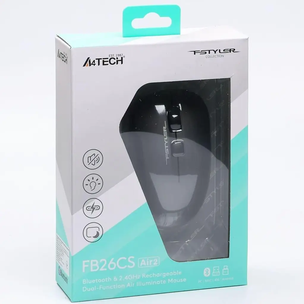Бездротова миша A4Tech FB26CS Air2 Silent BT/WRL Smoky Grey (FB26CS Air2 Smoky Grey) (FB26CS Air2 (Smoky Grey)) - фото 10
