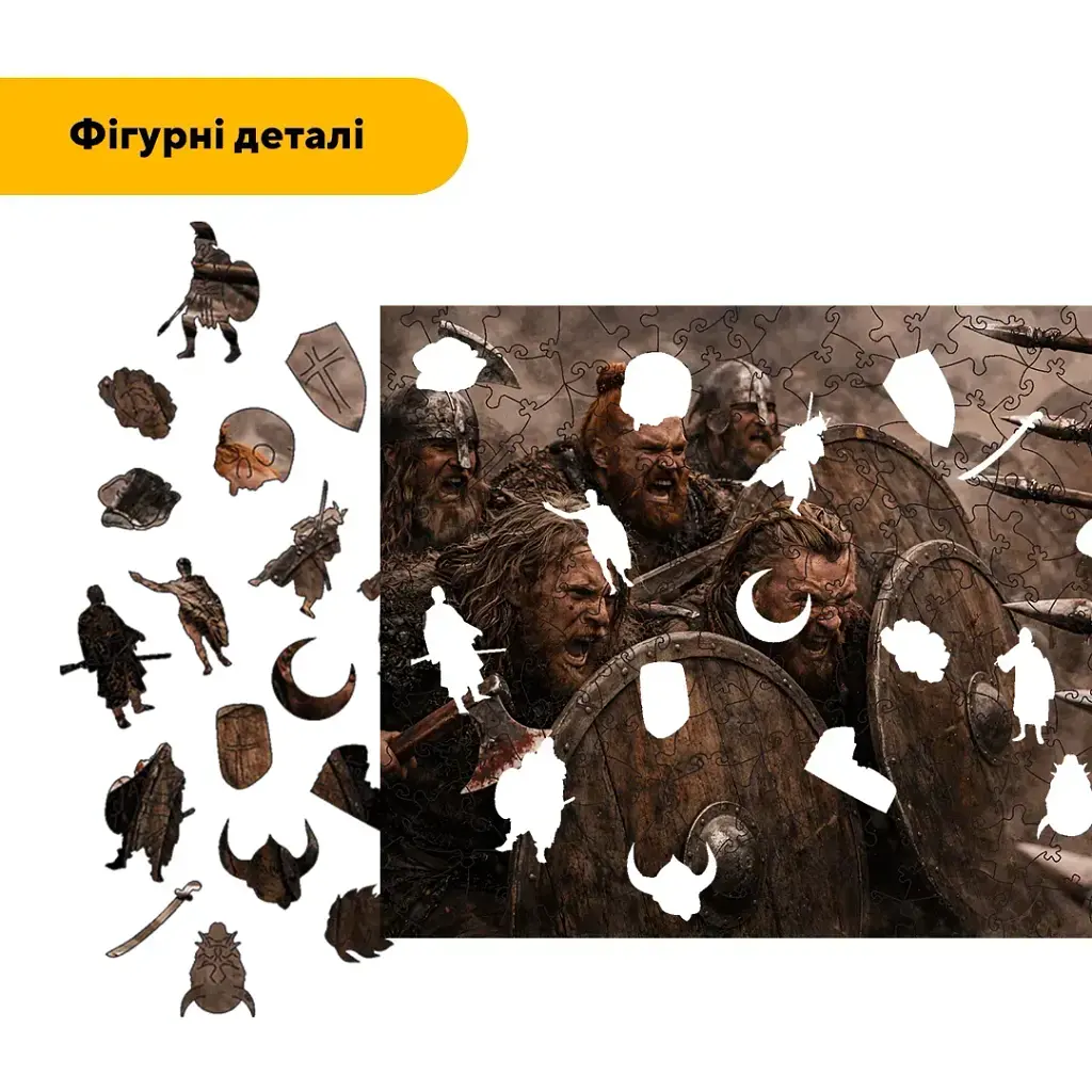 Дерев'яний фігурний пазл puzzlean Лють на вістрі, А4, Дерев'яна коробка 100 елементів - фото 3