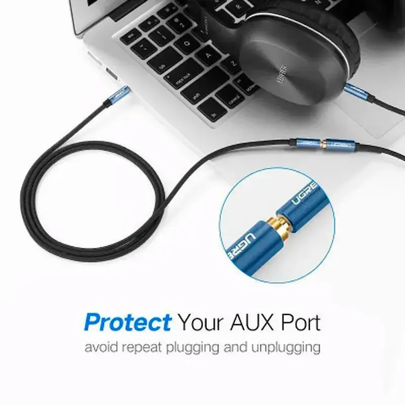 Кабель мультимедійний 3.5mm M to 3.5mm F 1.0m AV118 blue Ugreen (40673) - фото 10