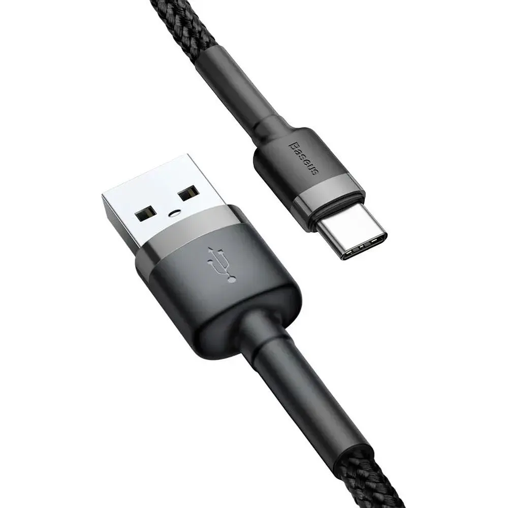 Кабель Baseus Cafule USB для Type-C 3A 1m grey black (CATKLF-BG1) - фото 3