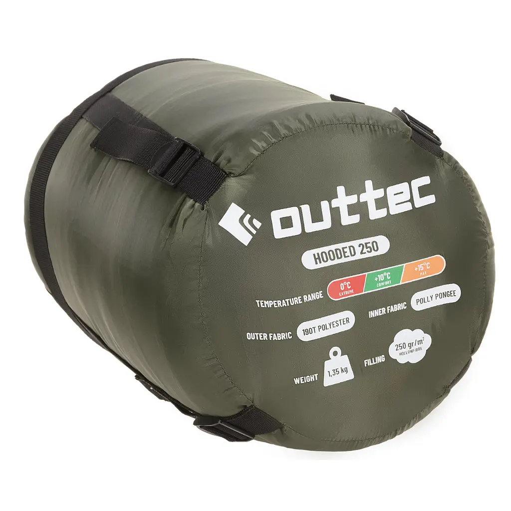 Спальный мешок Outtec одеяло демисезонный с капюшоном хаки - фото 5