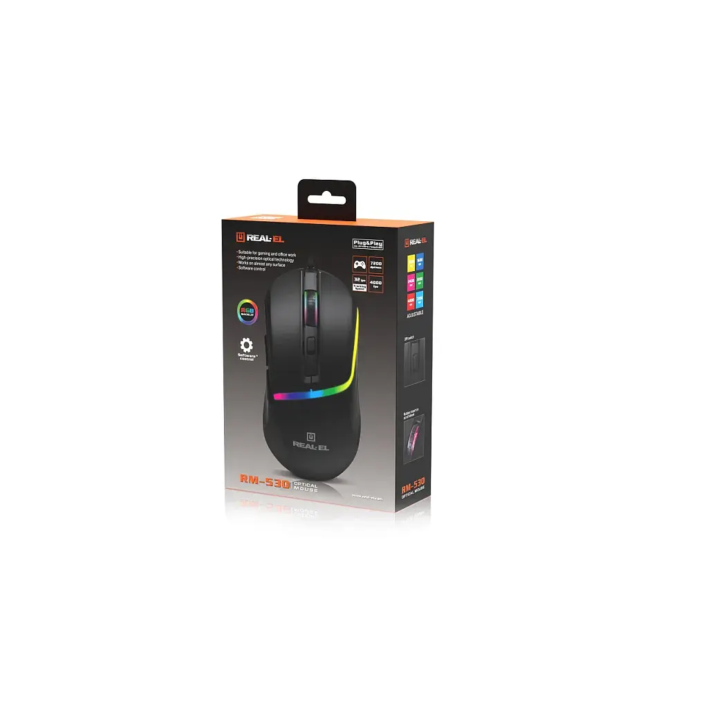Мишка REAL-EL RM-530 USB Black (EL123200053) - фото 12