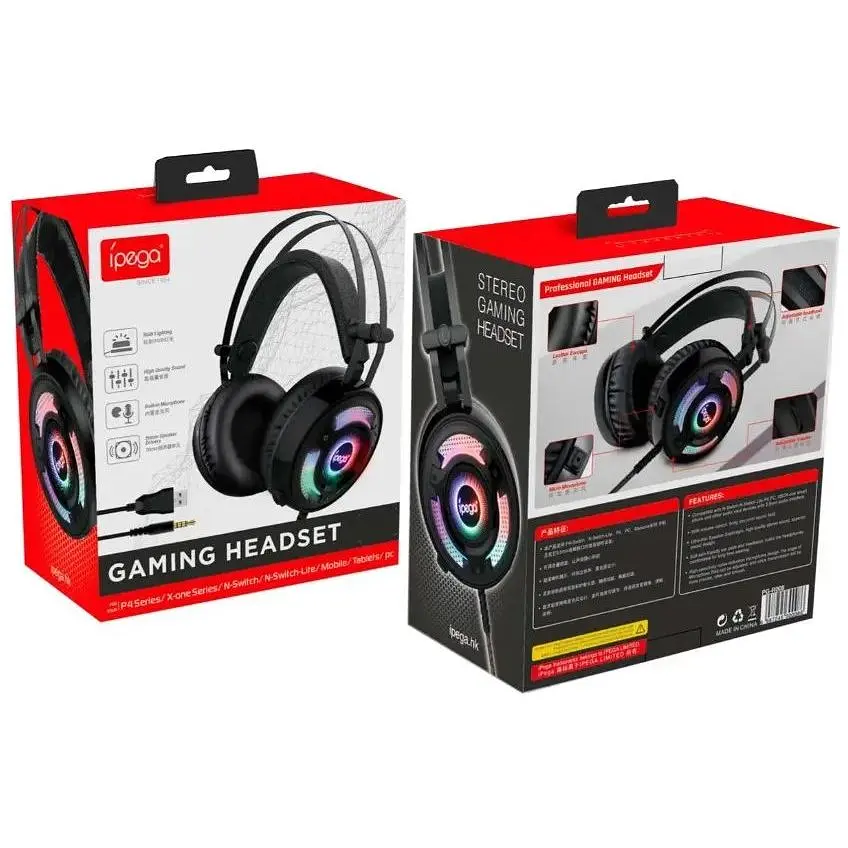 Ігрові геймерські навушники IPega Gaming PG-R008 з мікрофоном і RGB подсвіткою чорні - фото 7