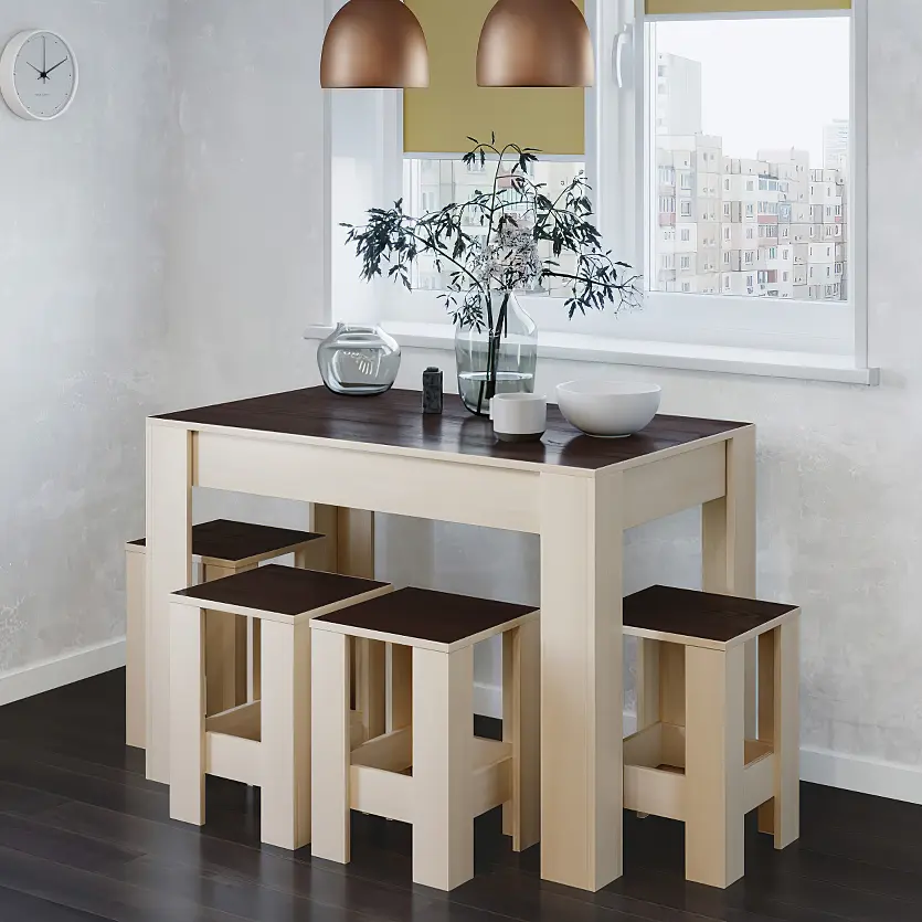 Обеденный стол Эверест СТО-1, 110х65х77 см Венге темный/Дуб молочный (EVR-5583) - фото 2