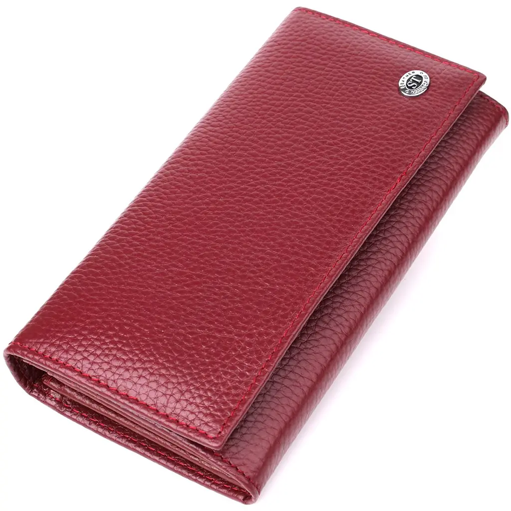 Практичний вертикальний гаманець із натуральної шкіри ST Leather 23085 бордовий - фото 11