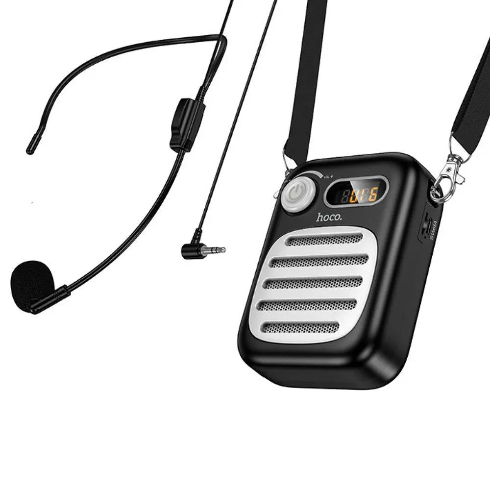 Портативна колонка з гарнітурою HOCO L23 Lemony speaker with wired microphone, 5W, Чорний - фото 3