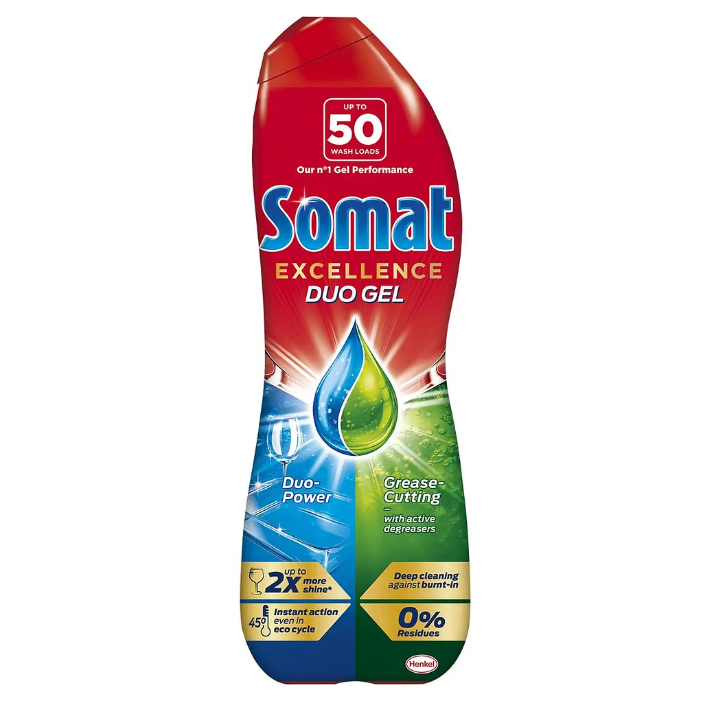 Гель для мытья посуды в посудомоечной машине Somat Exellence Duo Gel Антижир, 900+900 мл - фото 2