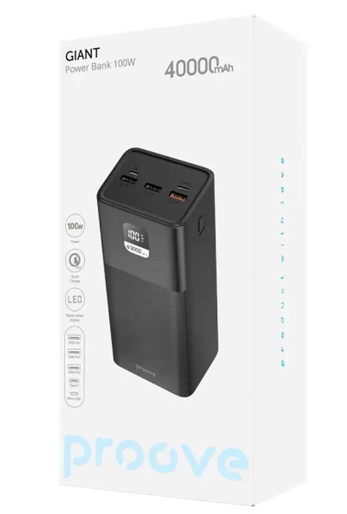 Павербанк Proove Giant Lite Black 40 000 mAh / 22.5 Вт (PBGI20312201) - фото 3