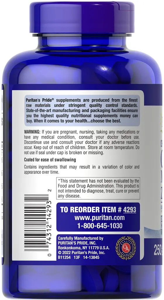 Кальцій Chelated Calcium Magnesium Zinc 250 таблеток Puritan's Pride vit0005791 - фото 2