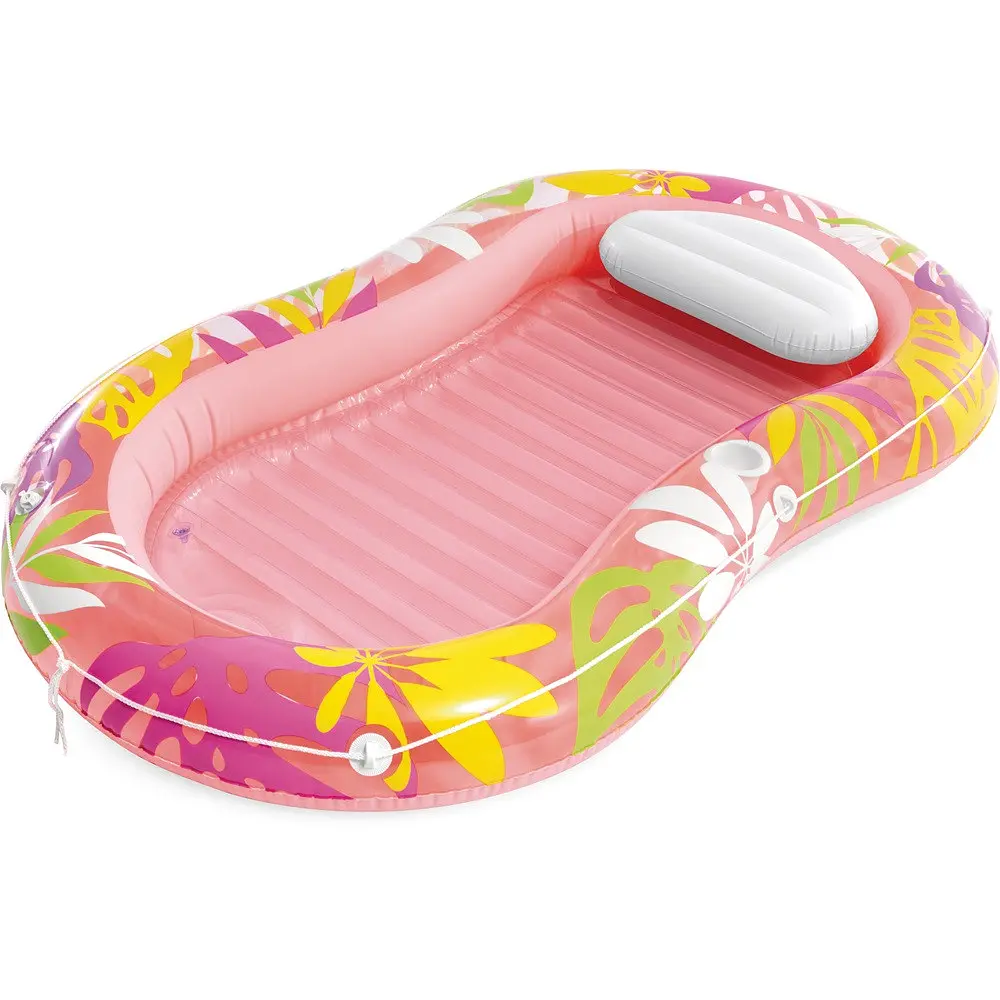 Надувний шезлонг-матрац Intex Tropical Oasis для плавання 196×112×23 см, з підголовником, тросовий леєр, підстаканник, до 100 кг - фото 6