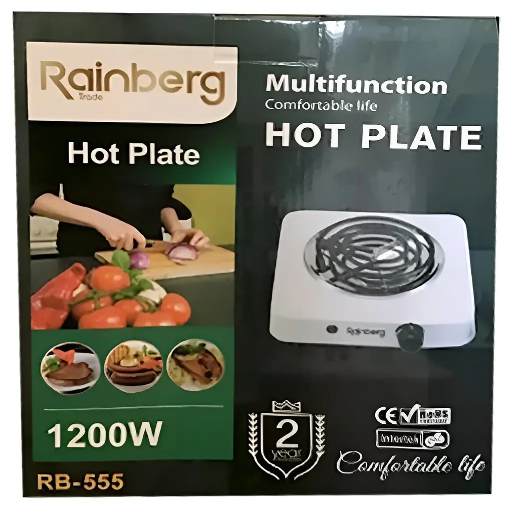 Електропліта Rainberg RB-555 спіральна настільна електрична плита на 1 конфорку 1200 Вт Чорна - фото 6
